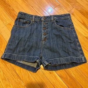 Garage Ultra High Rise Button Up Jean Shorts